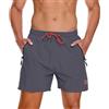 ZOXOZ Costume Uomo Mare Corto Pantaloncino Surf Costumi da Bagno Piscina Impermeabile Asciugatura Rapida con Tasche Zip Blu Mare L