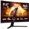 AOC Gaming Monitor CQ32G4VE 32 pollici Curvo 2560x1440, WQHD, 180Hz, Fast VA Panel, 1ms GtG, (HDMI2x 2.0 DP 1x 1.4) HDR10, FreeSync, Nero