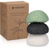 Navaris Set 3x Spugne Konjac Pulizia Viso - Spugnette Naturali Esfolianti Pelli Normali Grasse e Sensibili - Spugna 100% Vegana Ph Neutro - 3 Pezzi