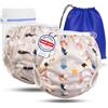 KIDVERSE set da 2 pannolini acquatici baby 0-3 anni - pannolino piscina neonato riutilizzabile e delicato sulla pelle - pannolini da nuoto con borsa e rete per lavaggio