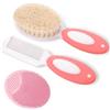 MR LION Set di spazzola e pettine per neonati e bambini, setole di capra morbide naturali, ideale per culle, regalo perfetto per lista nascita, colore: rosa