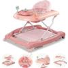 BRONEA® 5-in-1 Girello per Bambini | Baby walker con funzione di dondolo, musica e luce | ausilio per la deambulazione dei bambini a partire da 6 mesi | regolabile in altezza | pieghevole | Rosa