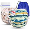 KIDVERSE set da 2 pannolini acquatici baby 0-3 anni - pannolino piscina neonato riutilizzabile e delicato sulla pelle - pannolini da nuoto con borsa e rete per lavaggio