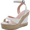 Gicoiz Plateau Espadrille Zeppa Donna Peep Toe Sandali Snakeskin Estate Moda Strappy T Bar Alla Schiava Scarpe Comodo Bianco Numero 38 EU-39Cn