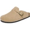Intini Zoccoli e Sabot Uomo Donna Ciabatte in Pelle Chiuse | Pantofole Comodo, Scarpe con Adjustable chiusura, Ciabatta Sottopiede in Sughero