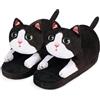 Openhahaha Pantofole Donna Gatto Invernali Peluche Calde Comode Antiscivolo Memory Foam Ciabatte da Casa Morbide Divertenti（Gatto Bianco e Nero）