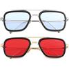 AIEYEZO Tony Stark, occhiali da sole vintage quadrati con montatura in metallo, per uomo e donna, occhiali da sole Iron Man ed Edith, Confezione da due (Spider Man stesso colore + oro/rosso oceano