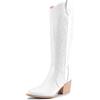 DREAM PAIRS Stivali Donna Cowboy Alti | Ricamo decorativo, tacco cubano 7,1 cm, soletta in lattice, zip laterale, stile western.