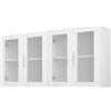 VEVOR Mobiletto Pensile per Lavanderia da 30,5 x 122 x 61 cm, Mobiletto Pensile a 2 Ripiani con Ripiano Regolabile, Armadietto Bagno Sospeso con 4 Ante, per Cucina, Bagno, Lavanderia, Bianco