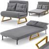 Shally Dogan Divano Letto 2 Posti Reclinabile 3 in 1, Poltrona Convertibile con Cuscini Chaise Lounge Seduta Imbottita Morbida, Copertura in Velluto Premium, Poltroncina Relax Salvaspazio (Grigio)