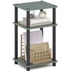 Furinno JUST Tavolino Laterale, 3 Ripiani Tavolino da salotto, Ripiani aperti Comodino, Tavolino da comodino, Montaggio senza attrezzi, per soggiorno, camera da letto, Verde Salvia