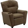 Flash Furniture Contemporary avocado Microfiber Kids Recliner with Cup Holder, Brown, 39 D x 24.5 W x 28 H