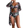 Generic Costume Piscina Donna Due Pezzi - Bikini Donna Tre Pezzi Costume da Bagno con Copricostume Kimono, Reggiseno Imbottito Senza Ferretto, Slip Vita Alta, Stampa Floreale, per Mare e Piscina