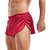 Amy Coulee Boxer sexy da uomo con spacco laterale, biancheria intima, in raso di seta, boxer leggeri da notte, Rosso, M