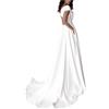 Beokeuioe Abito da sposa con maniche, da principessa, abito da sposa, da donna, linea ad A, lungo, in pizzo, con scollo a V