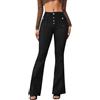 Beokeuioe Flare Jeans da donna a vita alta, pantaloni a zampa, jeans con fori, elasticizzati, pantaloni svasati, da donna, con campana, elasticizzati, elasticizzati, A nero, S