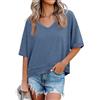 Cicy Bell Maglietta Oversize da Donna con Scollo a V, a Maniche Corte, Tops a Vestibilità Sciancrata, Blusa Basica, T-Shirts., blu/grigio, M