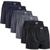 Leedya Set 6 Pezzi Boxer Uomo in Puro Cotone 100% - Vita Elastica Confortevole, Americani Chiusura Frontale a Bottoni - Intimo Uomo Traspirante e Morbido - Uso Quotidiano (Scuro, 3XL)