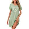 Demegimi Camicia da Notte Donna Cotone Estiva Camicia Notte con Stampa a Cuore Vestaglia Girocollo a Maniche Corte Pigiama Casual per Casa