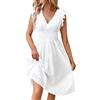 Generic Abito Donna Lungo - Vestito Donna Midi in Pizzo Sangallo Traforato, Scollo a V, Vita Elasticizzata, Taglie Forti, Abito Estivo Elegante Casual per Vacanza e Spiaggia al Mare