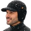 TOP-EX DryKnit™ Cappello Beanie con Visiera Impermeabile 80% Lana Merino Uomo con Paraorecchie e Fodera in Pile, Cappello Beanie Termico Invernale con Visiera da Golf per Clima Freddo, M-XXL, Nero