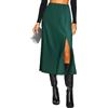 Yewanka Gonna longuette da donna in raso con spacco laterale a una linea elastica a vita alta con stampa leopardata ghepardo gonne lunghe in seta per le donne, verde scuro, L