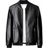 Beokeuioe Giacca da uomo in finta pelle con colletto rialzato, top di transizione, giacca bomber da uomo con cerniera, stile casual, giacca da pilota da motociclista, giacca classica in pelle, Nero