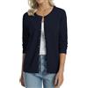 QUALFORT Cardigan da donna 100% cotone leggero maglione manica lunga, A-navy, S