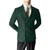 Beokeuioe Giacca da uomo doppiopetto, slim fit, formale, con risvolto, ufficio, matrimonio, tinta unita, per lavoro, tempo libero, smoking, verde, XL