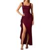 Genérico Vestito lungo da donna Maxi Sexy Spalle Scoperte con Apertura Senza Maniche Estate Abito Tubo Elegante Aderente Bandeau Aderente Al Corpo Abiti da Festa Formali Celebrazione di Nozze