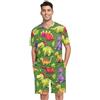 RPLIFE Pigiama corto da uomo con dinosauri dei cartoni animati carino verde pigiama set lounge scollo a V Pjs pigiameria con tasche