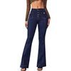 Beokeuioe Flare Jeans da donna a vita alta, pantaloni a zampa, jeans con fori, elasticizzati, pantaloni svasati, da donna, con campana, elasticizzati, elasticizzati, A blu., S