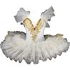 HWBZSZY Professionale Balletto Tutù Vestito Bambini Colorato Lago dei Cigni Ballerina Partito Danza Costume Lucido Paillettes Ginnastica Danza Body Sala da ballo Dancewear per le ragazze,Bianca,140cm