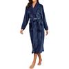 Beokeuioe Vestaglia da donna in peluche, invernale, in pile, morbido, da sauna, per lounge e biancheria da notte, A blu marino, M