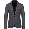 Beokeuioe Giacca da uomo blazer da uomo, casual, da uomo, con motivo a plaid, stile moderno, per smoking, blazer, trench coat business, sottile ed elegante, B grigio scuro, M