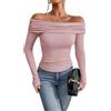TrendiMax Camicetta da Donna a Maniche Lunghe con Spalle Scoperte Maglietta Elegante Maglia Aderente Jersey Sexy