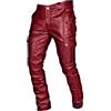 Beudylihy Fashihon Gothic - Pantaloni stretti da uomo in pelle PU, stile steampunk, colore nero, sottile, sottile, slim fit, in finta pelle, da motociclista, A-3 rosso, L