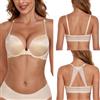 Lemorosy Reggiseno Push Up Donna V Profondo Imbottito Chiusura Anteriore con Ferretto per Taglie Forti Pizzo Schiena Decorativo T-Shirt