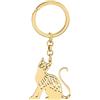 LONYOO Carino in Acciaio Inox Gatto Portachiavi Regali Donna Ragazze Gatto Portachiavi Borsa Auto Chiave Charms (Oro Placcato 171)