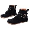 Dasongff Stivaletti indiani da donna con frange, stivali, stivali piatti, punta rotonda, comodi stivali, vita bohemien, con zip stivaletti da cowgirl suola morbida Santiag