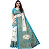 IMTRA FASHION Sari stampato in seta etnica indiana con camicetta non cucita, Bianco e verde rama, L