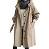 Beokeuioe Giacca da donna per le mezze stagioni, leggera, impermeabile, traspirante, con cappuccio, giacca a vento, elegante, lunga con cappuccio, parka autunno, taglie forti, cachi, 5X-Large