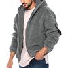 Beokeuioe Felpa con cappuccio da uomo in pile caldo, in tinta unita, con cappuccio, in pile Teddy, da uomo, per attività all'aria aperta, per autunno e inverno, A1 grigio., S
