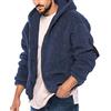 Beokeuioe Felpa con cappuccio da uomo in pile caldo, in tinta unita, con cappuccio, in pile Teddy, da uomo, per attività all'aria aperta, per autunno e inverno, A2, blu marino., L