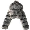 PengGengA Cappotto di Pelliccia Sintetica da Donna Morbido Cappotto di Peluche con Cappuccio Cardigan in Pelliccia Sintetica Giacca Corta Crop Top Manica Lunga - Argento, L