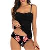 CheChury Costume da Bagno 2 Pezzi Tankini Push up Donna Tankini Set Taglie Forti Bagno Costumi Mare Bikini Stampa Costumi da Bagno con Slip Vita Bassa Costume Piscina Curvy Beachwear Sportivo Swimwear