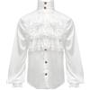 Genérico Camicia da uomo medievale Costume gotico vittoriano manica lunga Steampunk Collo Alto Elegante abbigliamento da pirata stile rinascimentale abito da sposa per sposo, bianco, L