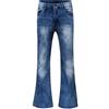 Beokeuioe Pantaloni alti da uomo svasati jeans a zampa con grande impatto, pantaloni jeans usati blu scuro svasato pantaloni a gamba larga hip hop