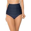 Ocean Blues Slip da donna a vita alta bikini con controllo della pancia costumi da bagno increspati da spiaggia, blu navy, XL