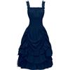 Beokeuioe Abito da donna gotico, senza maniche, design alto, stile steampunk, linea A, rockabilly, gotico, da strega, medievale, costume da rinascimento vittoriano, A blu., M